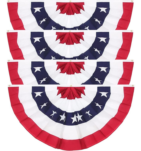 3 X 6 Pies Bandera De Abanico Plisada Estadounidense 4 De Ju