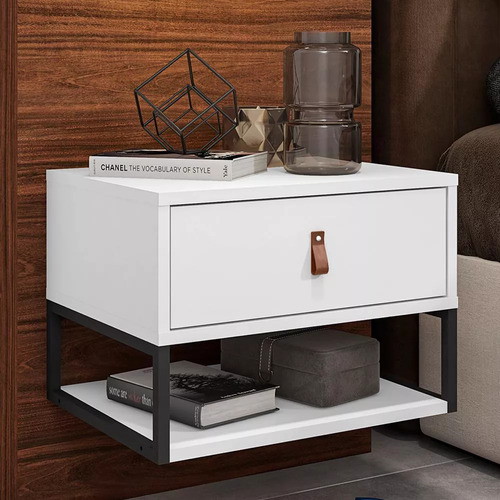 Mesa De Cabeceira Suspensa Sigma 1 Gaveta Cor/branco - Libélula Moveis