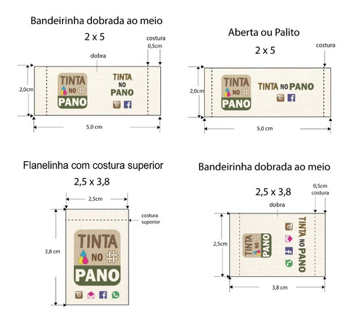 150 Etiquetas Algodão Natural Personalizadas 5x2 Ou 3,8x2,5.