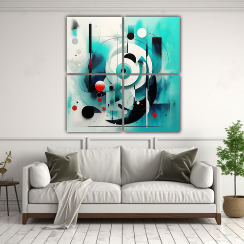 140x140cm Cuadro Abstracto Estilo Vasily Kandinsky Flores