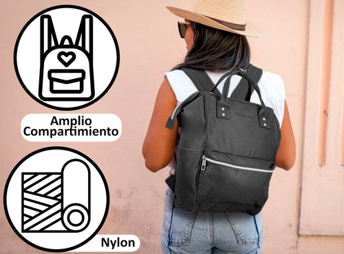 Mochila Cartera Urbana Mujer Porta Notebook Tela Moda Colores Exclusiva By Happy Buy