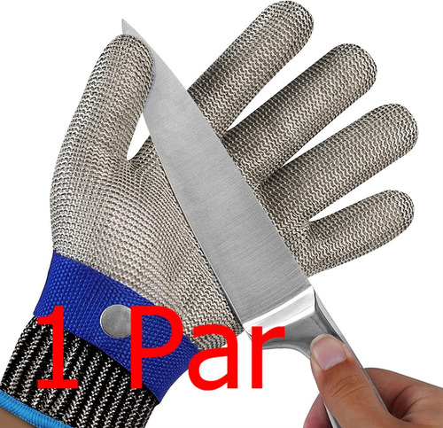 1 Par Guantes De Seguridad De Acero Inoxidable Con Malla