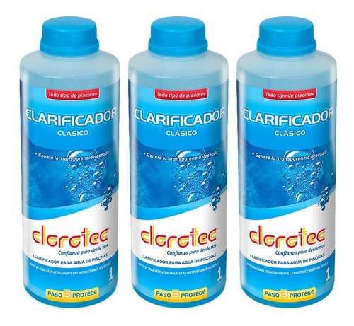 3 Clarificador Clásico Clorotec X 1 Lt Piscina Combo