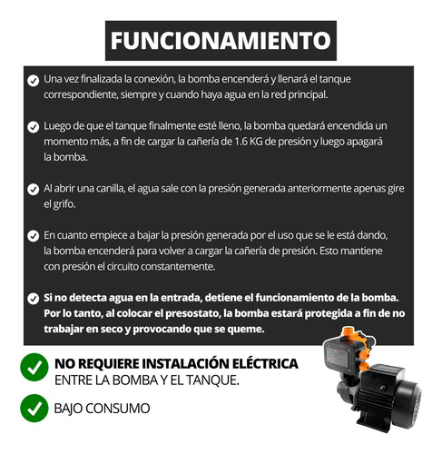 Bomba Elevadora Agua Inteligente 1/2hp Hasta 35m Monofásica Color Negro Frecuencia 50 Hz