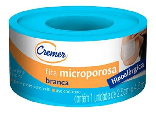 Fita Microporosa Cremer Branca Hipoalérgica 2,5cm X 4,5m
