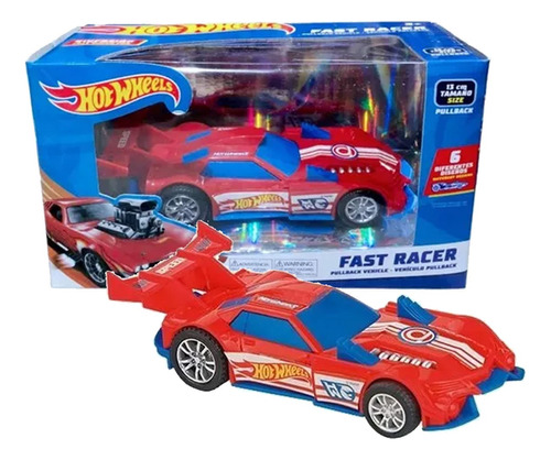 Auto Hot Wheels Fast Racers Pullback Vehículo Fricción 