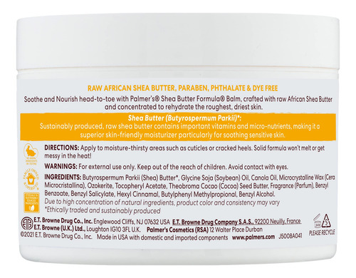 Crema Hidratante Corporal Palmer's Shea Butter 215 Ml Raw Af