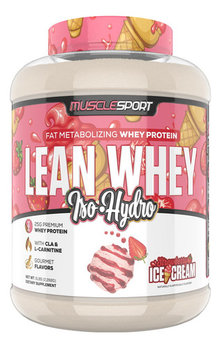 Proteína Musclesport Lean Whey Iso Hydro 5lbs Helado Fresa