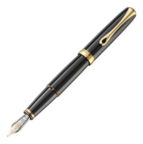 Caneta Tinteiro Diplomat Excellence A2 Black Lacquer Gt 14k