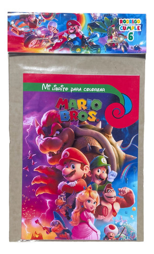 Mini Libro Para Colorear Mario Bros Cotillon 12 Unidades