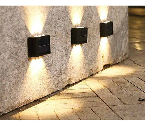 Lâmpada De Parede Solar Com 6 Luzes Led Automáticas Para Ext