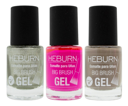 Heburn Set 3 Esmaltes Uñas Efecto Gel Manicuria Sin Cabina