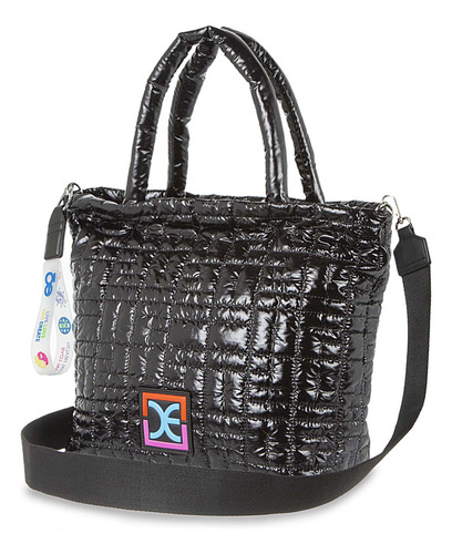 Bolsa Cloe Tote Para Mujer Material Reciclado Asa Removible Color Negro