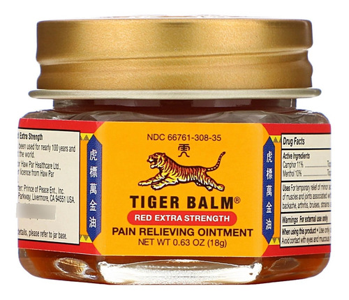 El ungüento para el dolor Tiger Balm Red Original Red Strong utiliza 18 g