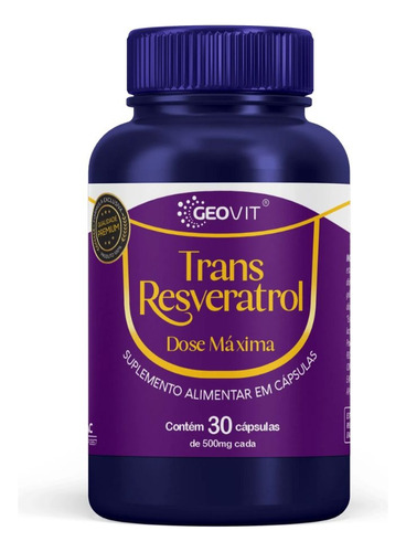 Geovit Trans Resveratrol Dose Máxima Com 30cáps - Eurofito Sabor Sem Sabor