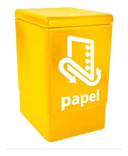 Bote De Basura Cuadrado 20 Litros Amarillo Reciclar Papel