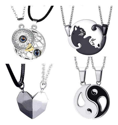 Collares De Amor Amistad Yin Yang Corazón Gato Pareja Collar