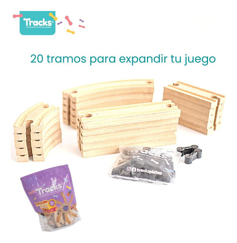 Tracks Pack 20 Vías Madera Extensión 100 % Compatible