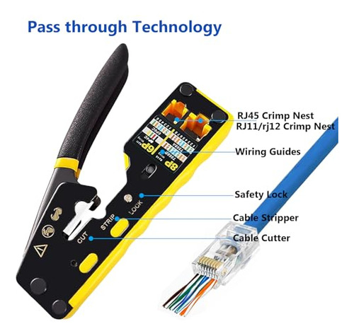 Herramienta Crimpado Ethernet Rj45 Cat5 Cat6 Cat7 Cat8 Lan C