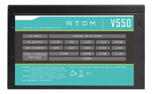 Fuente Para Pc Antec Atom V550 550w Ventilador De 120mm Color Negro