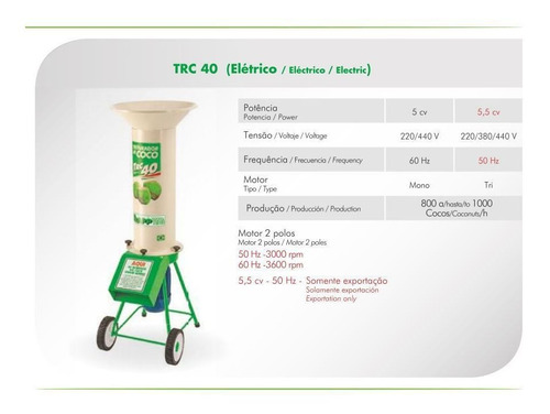 Imagem 2 de 11 de Triturador De Cocos Elétrico 5cv Monofásico Trapp Trc 40