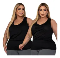Comprar Kit 2 Blusas Plus Size Feminina Preta Academia Nadador