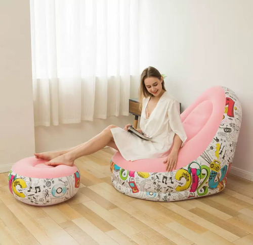 Sofá Tumbona Inflable Con Reposa Pies Y Inflador Incluido