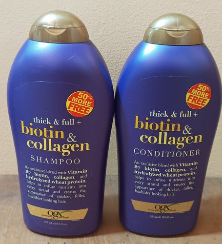 Kit X 2 Shampoo+ Acondicionador Ogx Biotin & Collagen 577ml 