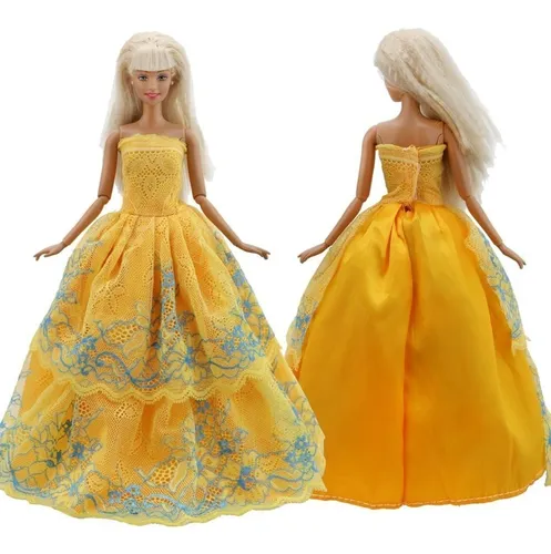 Kit com 5 Vestidos Longos Para Bonecas Barbie - Sheilinha