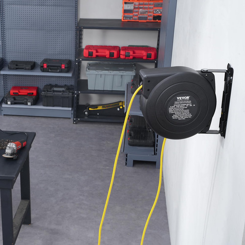 Carrete Retráctil De Cable De Extensión Vevor, 50 Pies, 14 A