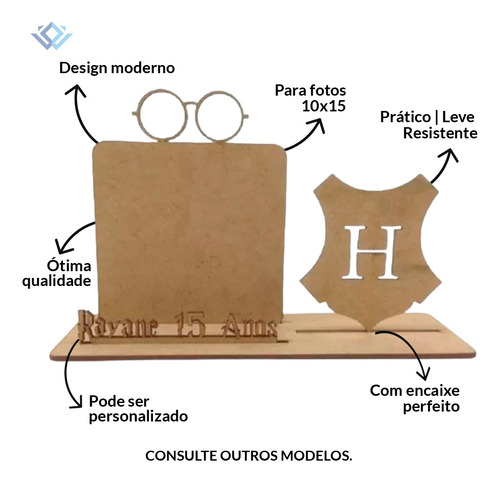 20 Porta Retrato Hary Potter Personaliza C/ Base Mdf Cru