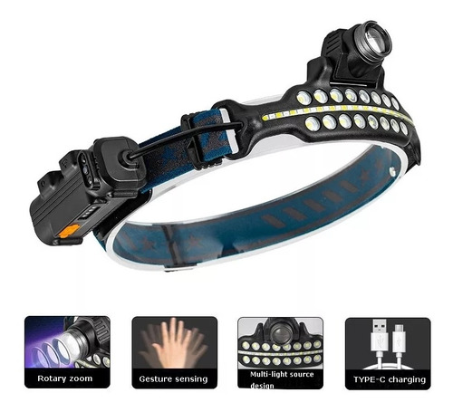 Linterna Frontal Led Brillante Luz Camping Lampara De Cabeza