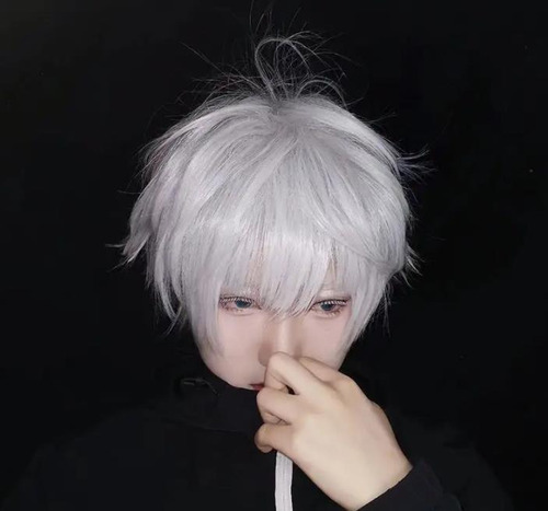 Jujutsu Kaisen Gojo Satoru Cosplay Peluca Corto Pelo 30cm