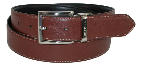 Cinto Tommy Hilfiger Reversível De Couro Casual Preto/marrom