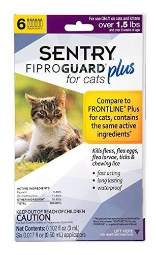 Sentry Fiproguard Plus Pulgas Y Garrapatas Tópica Para Gatos