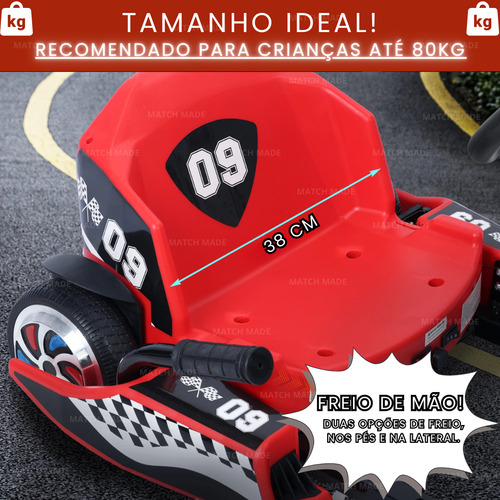 Kart Elétrico Infantil 350w Com Bluetooth Até 80kg Até 20km