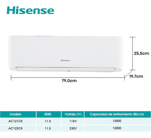 Minisplit Hisense 1 Ton 12000btus 110v Solo Frío Blanco Blanco