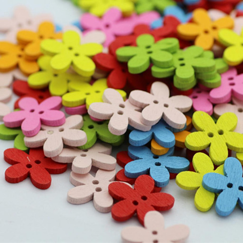 100pc Colorful Flower Flatback Botones De 2 Agujeros Craft
