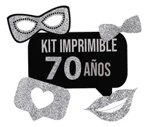 Comprar Imprimible Photo Props Cartelito 70 Años Cumpleaños Glitter Plateado