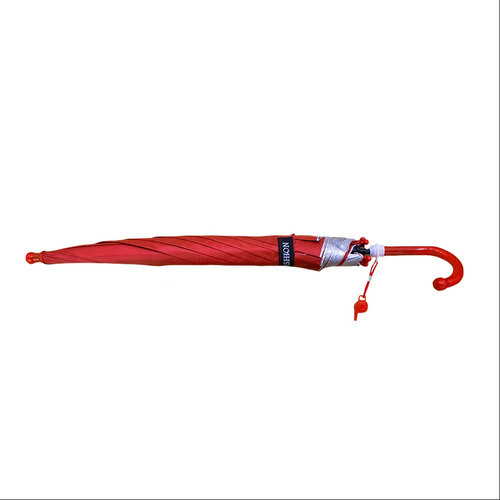 Paraguas Infantil Bastón Semiautomático Uv Silbato Incluido Color Rojo Diseño De La Tela Liso