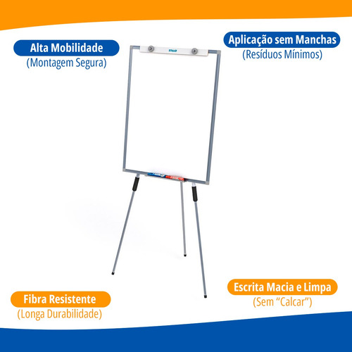 Cavalete Flip Chart Lousa Magnética 90x67 + Caneta Apagador