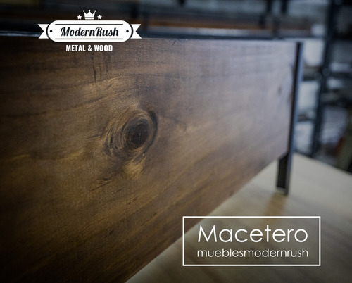 Imagen 5 de 9 de Macetero Madera Y Metal Laqueado E Impermeabilizado 70cm