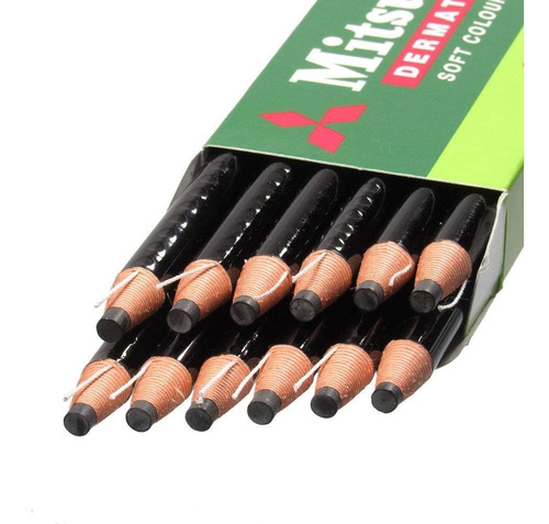 Imagem 3 de 3 de Lápis Dermatográfico Mitsubishi 7600 Preto 12 Unidades
