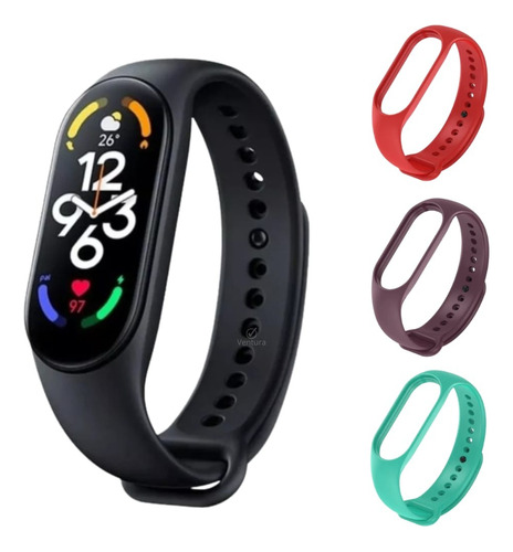 Relógio Mi Band 7 Xiaomi Global + 3 Pulseira Cor Da Caixa Preto Cor Da Pulseira Preto Preto Cor Do Bisel Preto