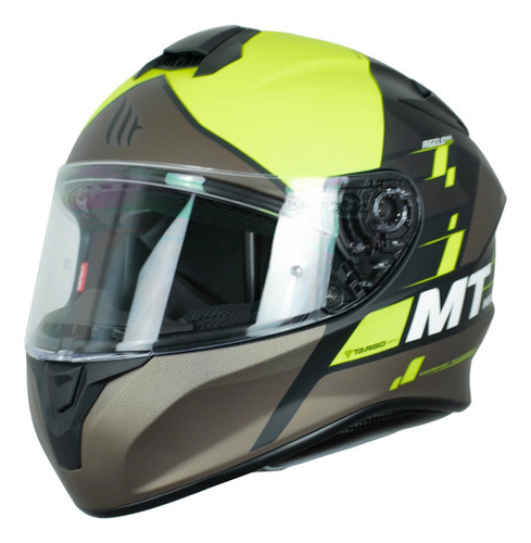 Casco Para Moto Mt Helmets Ff106 Targo Rigel A3 Amarillo Mat Tamaño Del Casco S