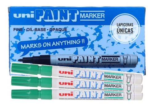 Marcador Pintura Al Aceite Uni Paint Px21 Verde Fino Pack X3