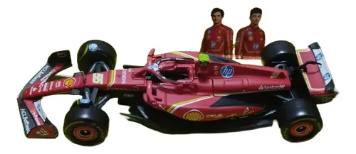 Bburago - Ferrari SF-24#55 Sainz - Voiture de F1 réaliste à l'échelle 1:43, réplique en fonte avec licence officielle Ferrari, âge recommandé 3+ ans Bburago - Ferrari SF-24#55 Sainz - Voiture de F1 réaliste à l'échelle 1:43, réplique en fonte avec licence officielle Ferrari, âge recommandé 3+ ans