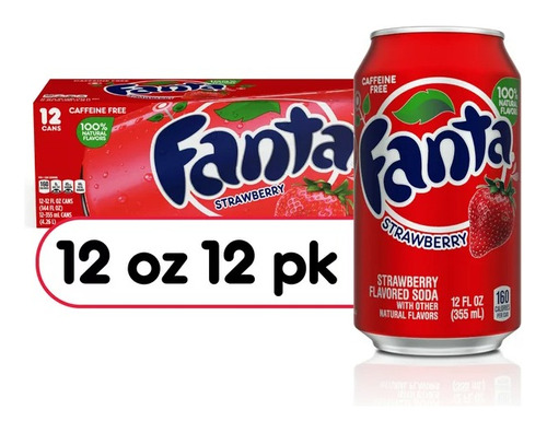 Refresco Fanta Sabor Fresa Strawberry Pack 12 Fl Oz 355ml