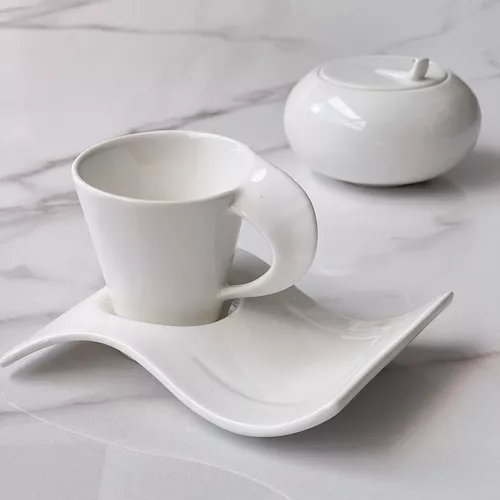 Yedio Juego de tazas de café de porcelana con platillo, taza y platillo de  porcelana blanca de 6 onz…Ver más Yedio Juego de tazas de café de porcelana