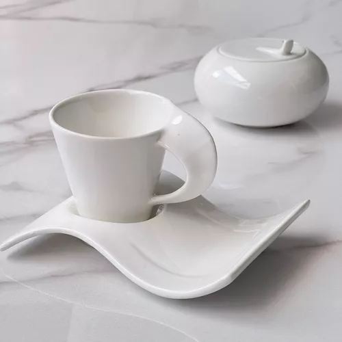 Juego de 6 tazas para café de 220 ml con 6 platos de 15 cm, de